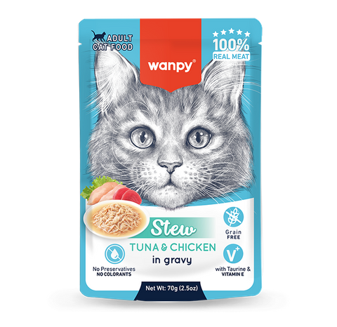 Wanpy Cat Stew Chicken & Tuna in Gravy Recipe Pouch 70g