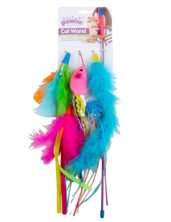 Pawise Cat Toy - Teaser Feather Wand 6pc