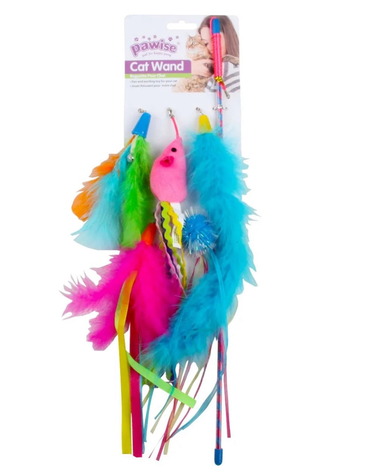 Pawise Cat Toy - Teaser Feather Wand 6pc