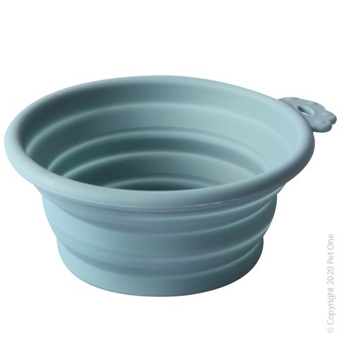 Pet One Silicone Travel Bowl 370ml Blue Stone