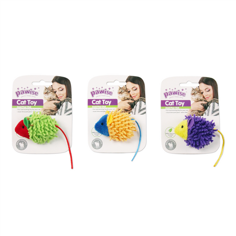 Pawise Cat Toy - Plush Mouse Assrtd. Colours