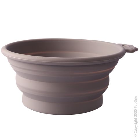 Pet One Silicone Travel Bowl  760ml Light Grey
