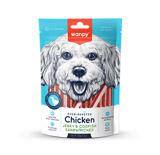 Wanpy Dog Treat Chicken & Codfish Sandwich 100g