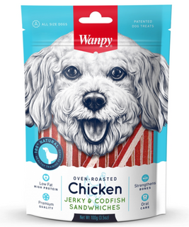 Wanpy Dog Treat Chicken & Codfish Sandwich 100g