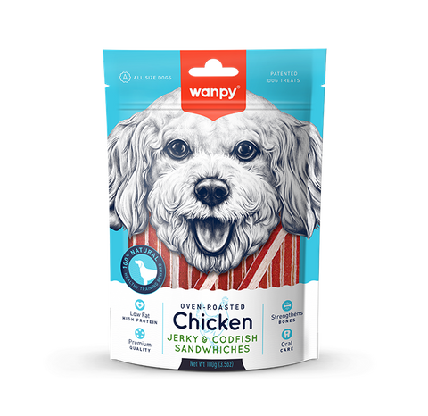 Wanpy Dog Treat Chicken & Codfish Sandwich 100g