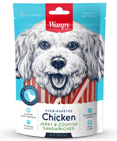 Wanpy Dog Chicken & Codfish Sandwich 100g