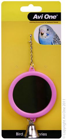 Avi One Bird Toy Round Mirror with Bell 7.7cm