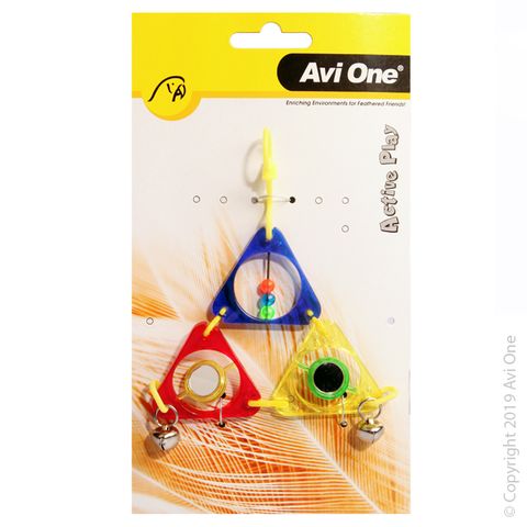 Avi One Bird Toy - Triangle Pyramid w Mirror & Bells