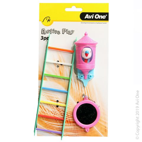 Avi One 3pk Bird Toy Multi Coloured Ladder set