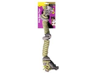 Pet One Dog Rope Spiral with 3 Knots - Green/Grey
