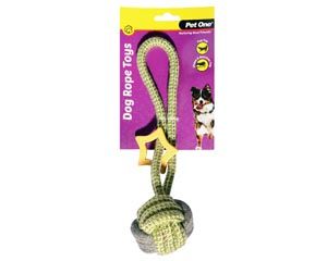 Pet One Dog Rope Ball with Star - Green/Grey