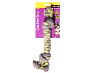 Pet One Dog Rope Spiral with 2 Knots - Green/Grey