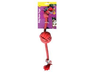 Pet One Dog Rope with 1x Rope Ball 30cm - Red/Blue