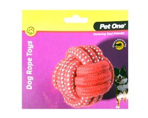 Pet One Dog Rope Ball  8cm - Red/Blue