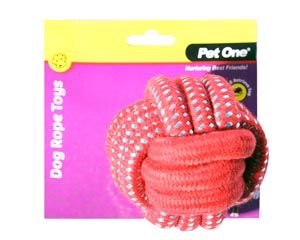 Pet One Dog Rope Ball 10cm - Red/Blue