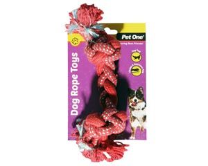 Pet One Dog Braided Rope with Knots 20cm - Red/Blue