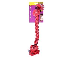 Pet One Dog Braided Rope with Knots 45cm - Red/Blue