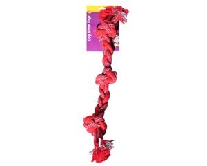 Pet One Dog Braided Rope with Knots 50cm - Red/Blue