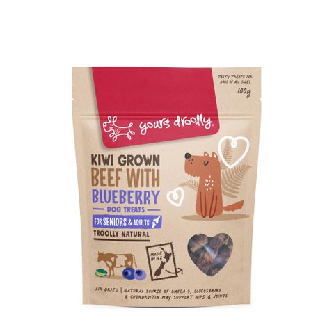 Yours Droolly NZ Beef & Blueberry Senior Dog Treats 100g