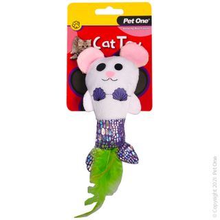 Pet One Cat Toy Mermouse with Feather 10.5cm