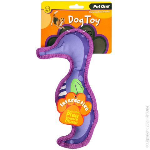 Pet One Dog Toy Squeaky Seahorse 25cm