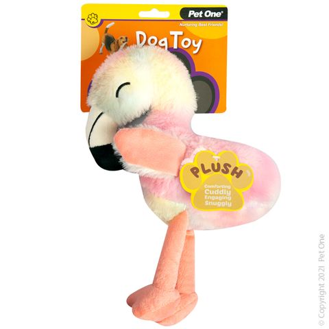 Pet One Dog Toy Squeaky Rainbow Flamingo 31cm
