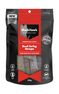 Black Hawk Dog Treat Beef Jerky Straps 100g