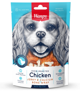 Wanpy Dog Treat Chicken Jerky & Calcium Bone Wrap 100g