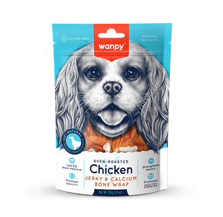 Wanpy Dog Treat Chicken Jerky & Calcium Bone Wrap 100g