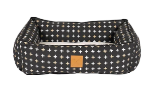 Mog & Bone Bolster Dog Bed Black Metallic Cross  Small