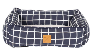Mog & Bone Bolster Dog Bed Navy Check  Small
