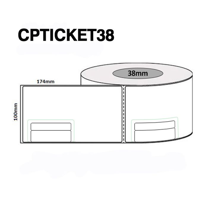 CPTICKET38 100 X 174MM 38MM CORE 330/ROLL