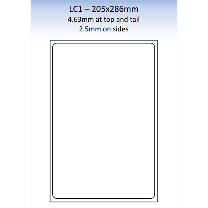 LC1 MATT PERMANENT LASER SHEET 250 PER PACK