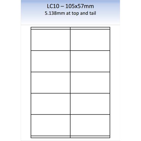 LC10 MATT PERMANENT LASER SHEET 250 PER PACK