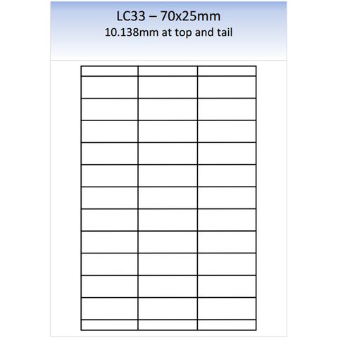 LC33 MATT PERMANENT LASER SHEET 250 PER PACK