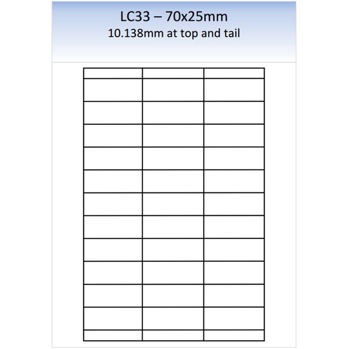 LC33 MATT PERMANENT LASER SHEET 250 PER PACK