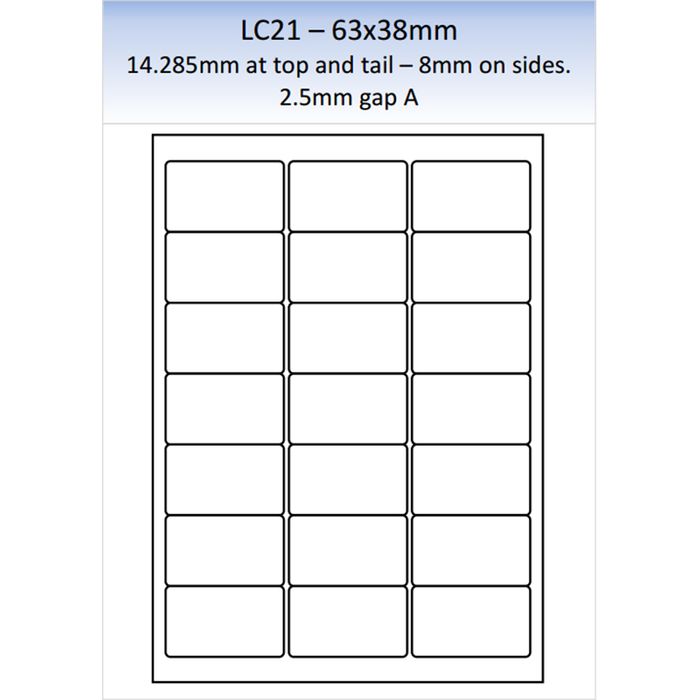 LC21 MATT PERMANENT LASER SHEET 250 PER PACK