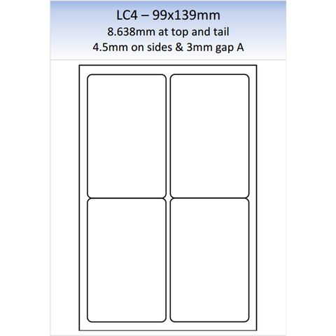 LC4 MATT PERMANENT LASER SHEET 250 PER PACK