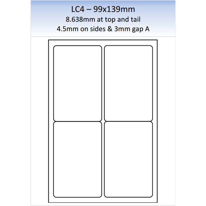 LC4 MATT PERMANENT LASER SHEET 250 PER PACK