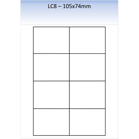 LC8 MATT PERMANENT LASER SHEET 250 PER PACK