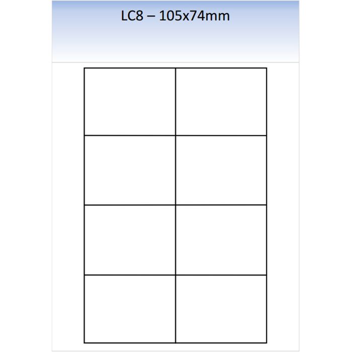 LC8 MATT PERMANENT LASER SHEET 250 PER PACK