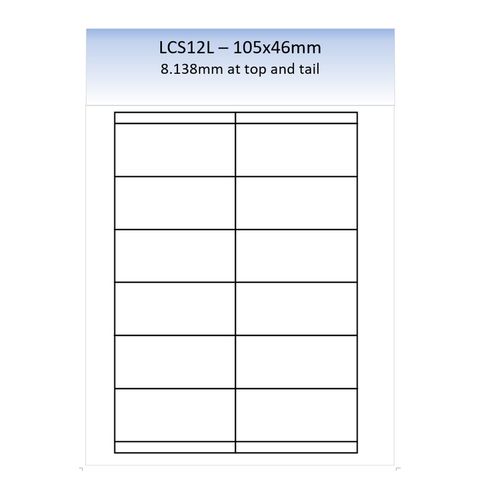 LCS12L MATT REMOVABLE LASER SHEET 250 PER PACK