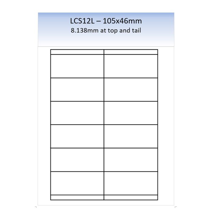 LCS12L MATT REMOVABLE LASER SHEET 250 PER PACK