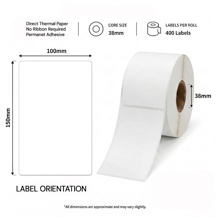 LDT38 100 X 150MM 38MM CORE 400/ROLL