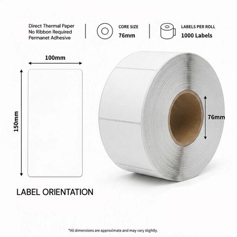 LDT76 100 X 150MM 76MM CORE 1000/ROLL