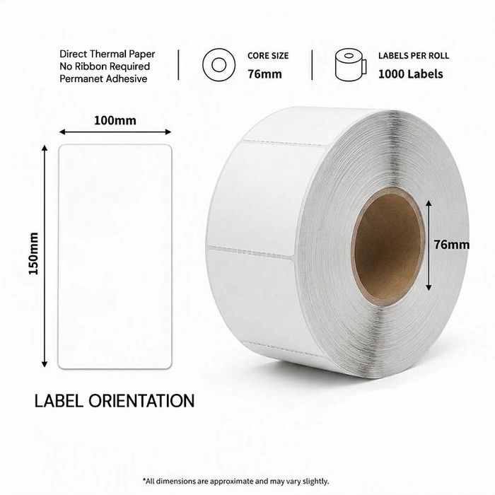 LDT76 100 X 150MM 76MM CORE 1000/ROLL
