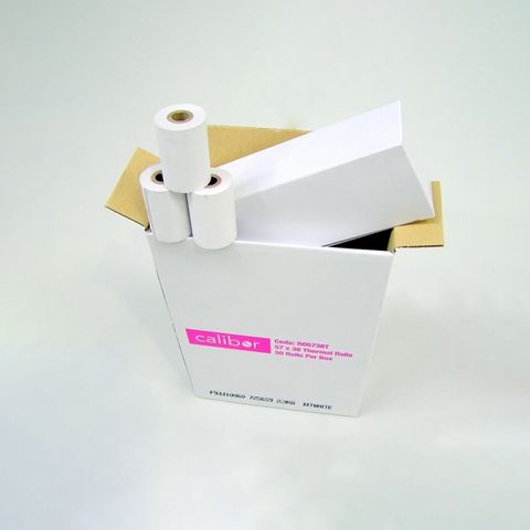 Calibor Thermal Paper receipt rolls 57mmx38mm. 50 rolls/box