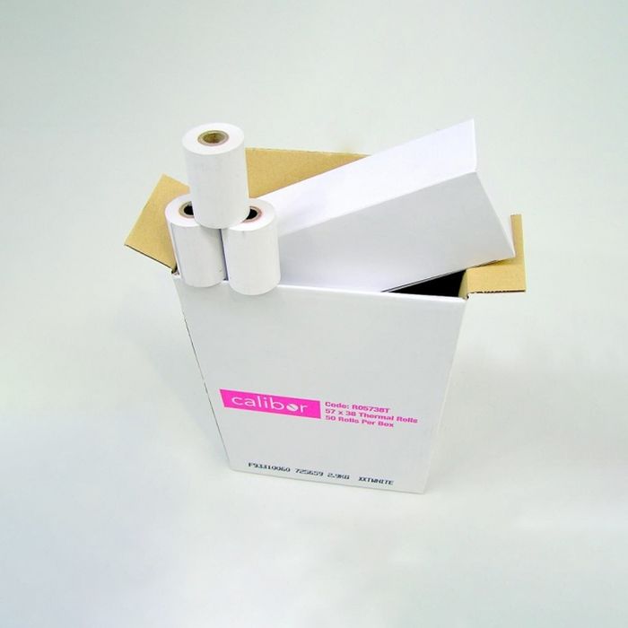 Calibor Thermal Paper receipt rolls 57mmx38mm. 50 rolls/box