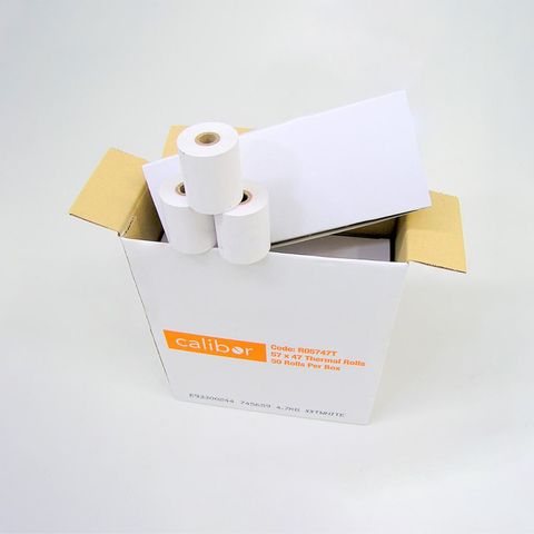 Calibor Thermal Paper receipt rolls 57mmx47mm. 50 rolls/box