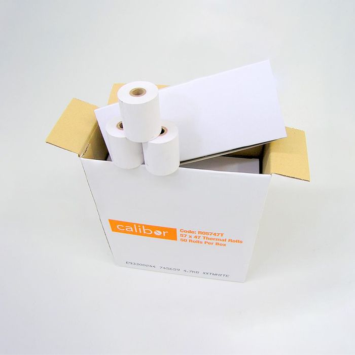 Calibor Thermal Paper receipt rolls 57mmx47mm. 50 rolls/box